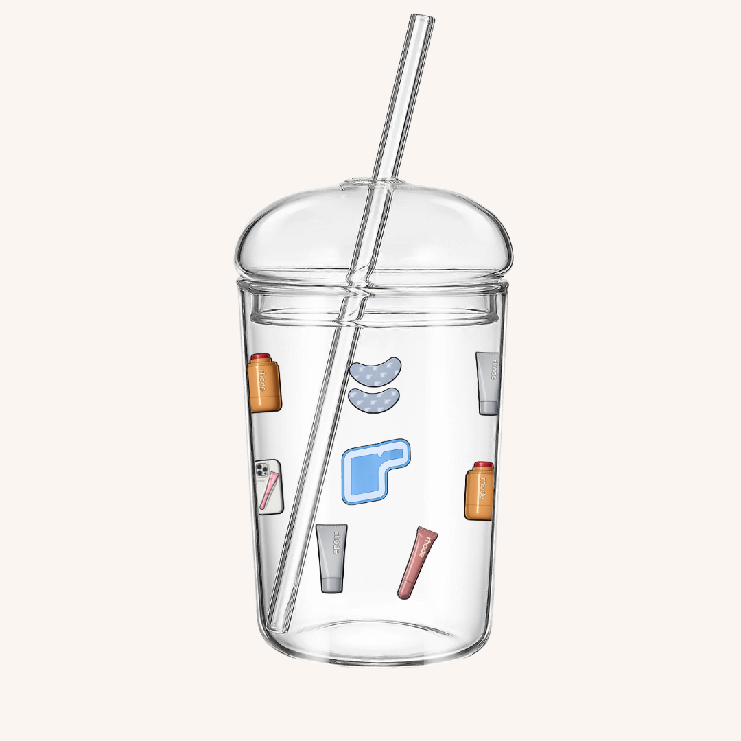 Logo Glazed Glass Straw Cup